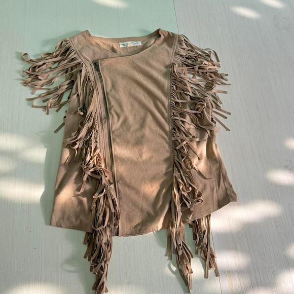 Tan western fringe zip up top - size large - Picture 1 of 7